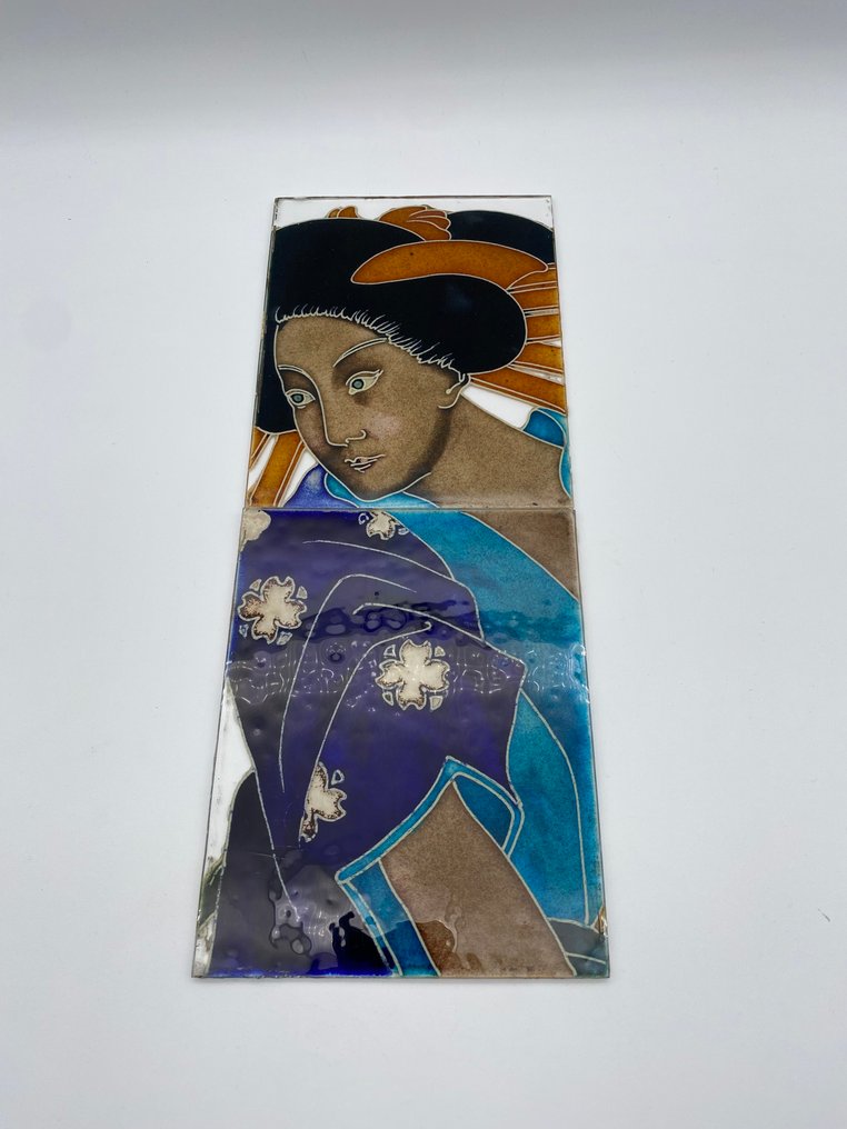 Vitral (2) - Paire de panneaux en vitrail – Style japonisant Art déco - 1940-1950 #2.1