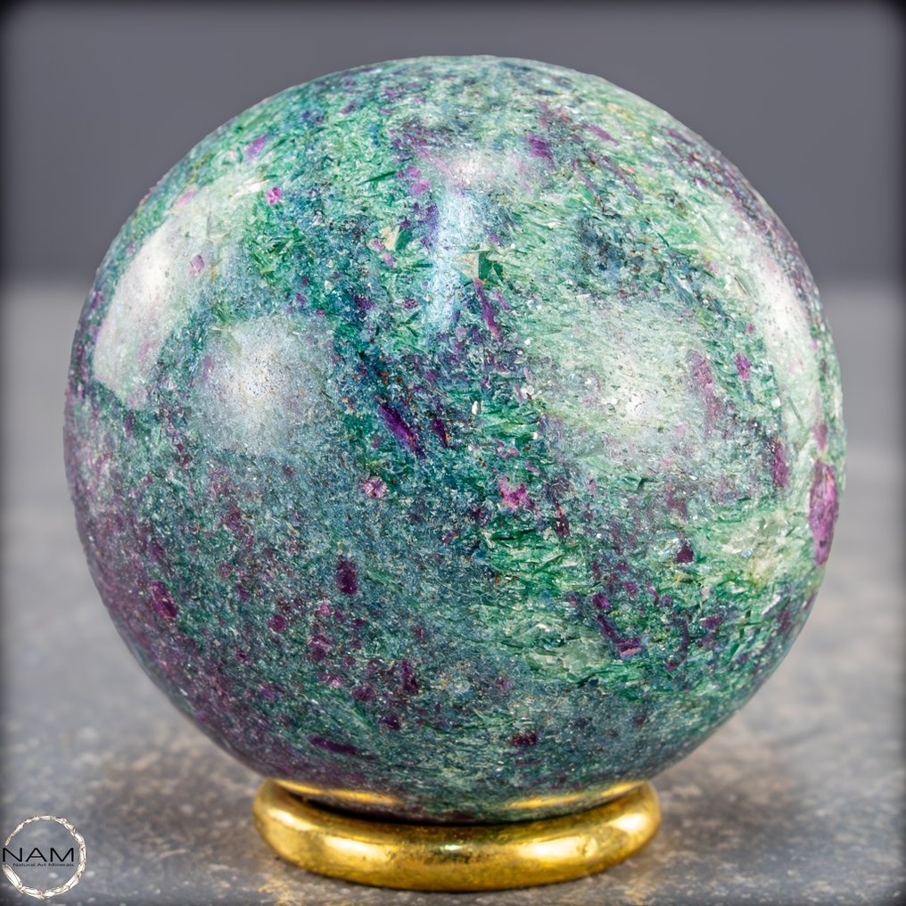 精致的Rubin-Kyanit-Fuchsit球体 稀有贵重矿物的和谐共鸣- 217.74 g #4.3