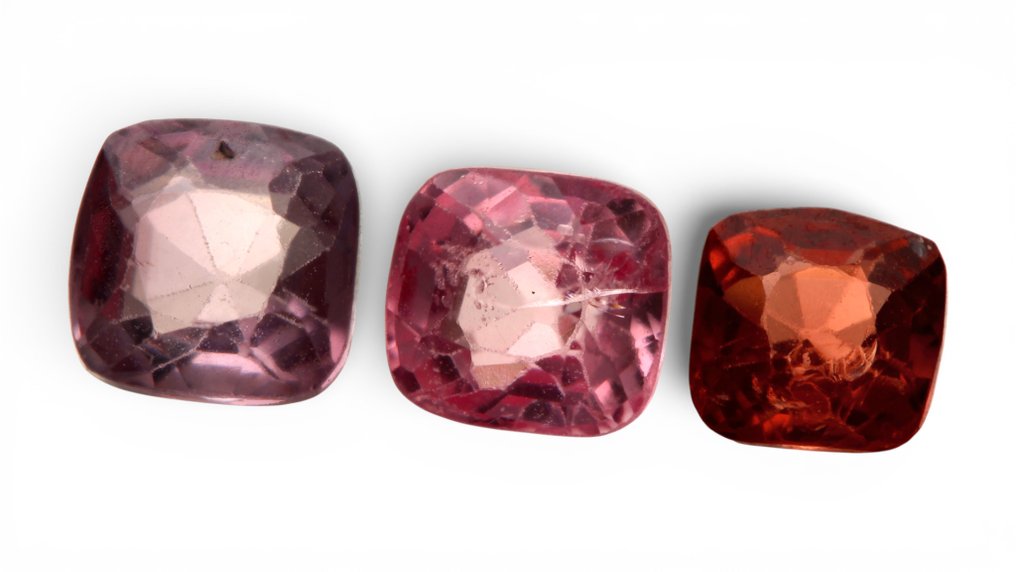 Senza prezzo di riserva - 3 pcs  Violetto, Rosa, Arancione, Marrone Spinello  - 2.32 ct - Instituto Gemólogico Español (IGE) #1.0