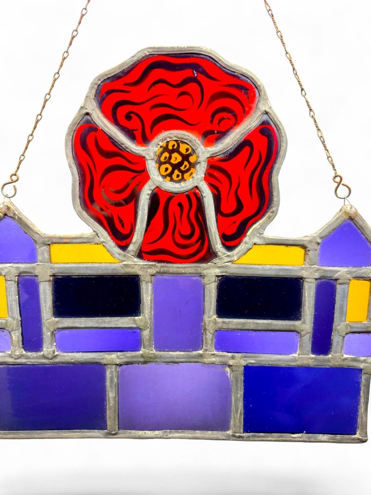 Art Deco Lasimaalausikkuna - Large 34x51cm - 1910-1920  #4.3