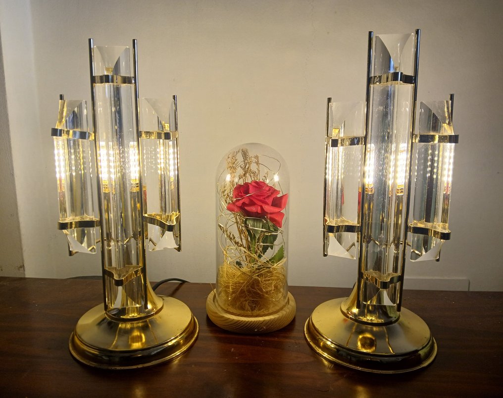 Lámpara de sobremesa (2) - Cristal, Metal #1.0