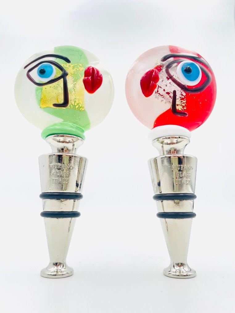 Guidotti - Γλυπτό, Picasso Tappi Bottiglia con foglia D’oro e d’Argento - 11 cm - γυαλί Murano - 2025 #1.0