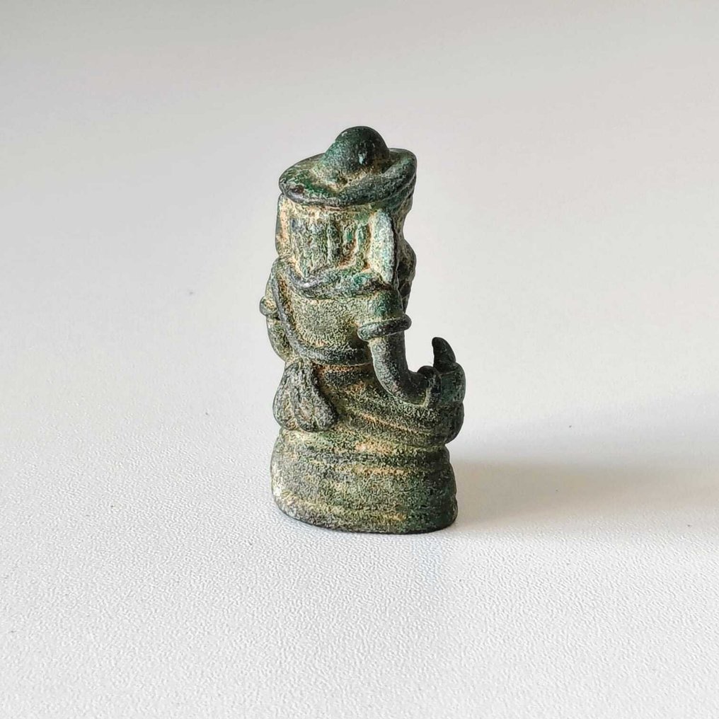 古代印度支那 黄铜色 坐着的象神雕像旅行护符 - 40 mm  (没有保留价) #4.3