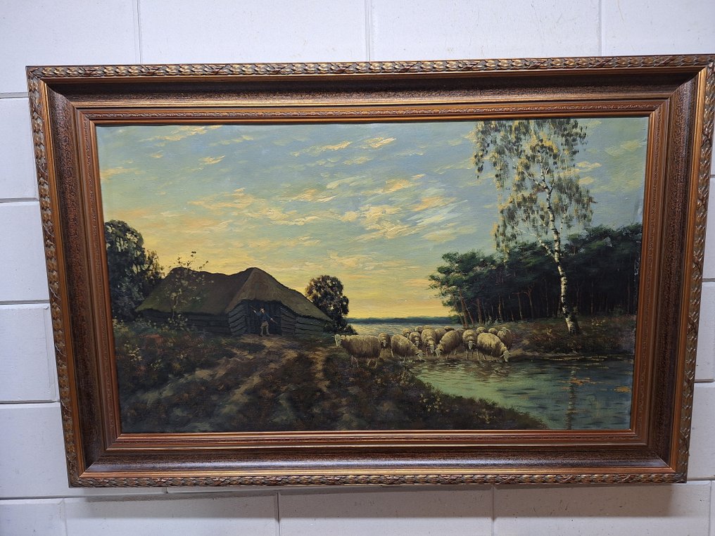 XX Eeuw - Herder met Schapen bij een Schaapskooi #3.2