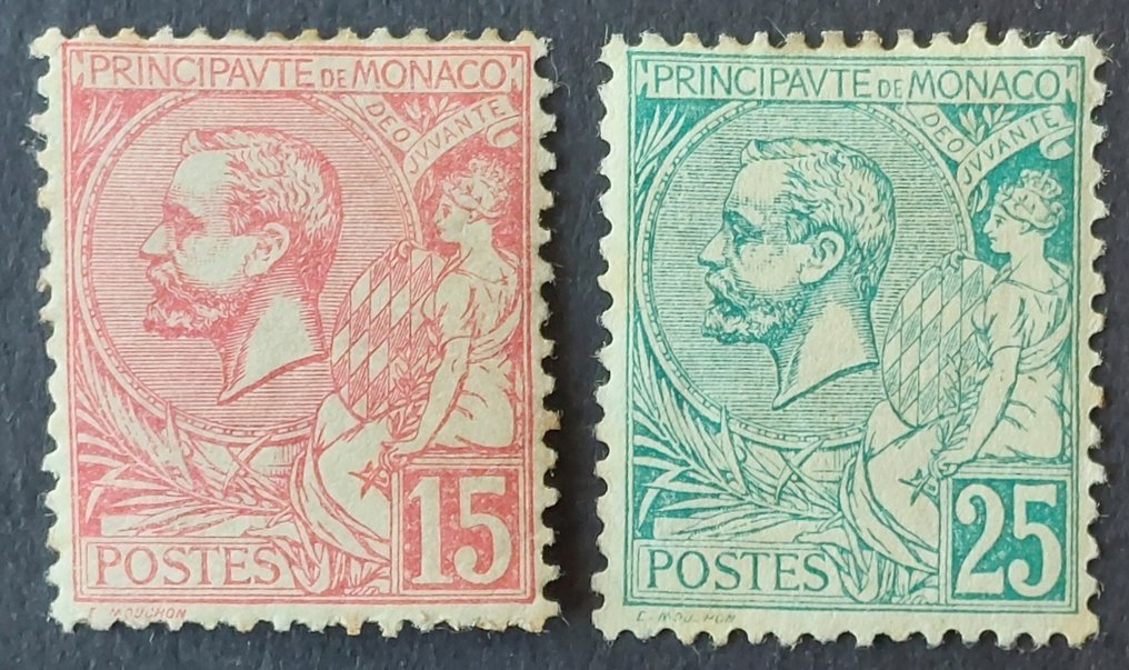 摩納哥 1891/94 - Prince Albert Premier，两枚邮票 - Yvert 15 et 16 #1.0