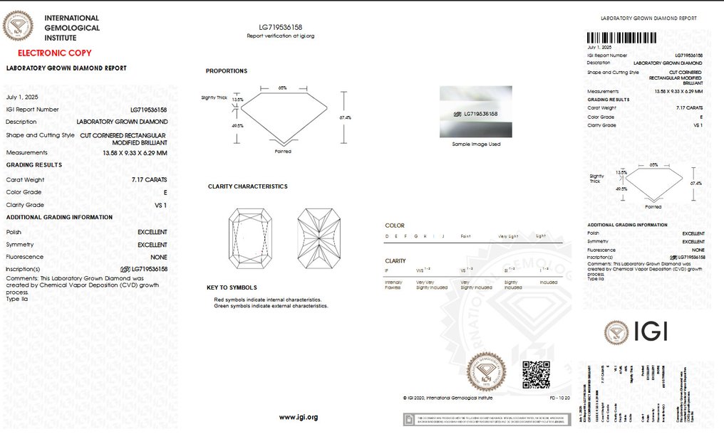 沒有保留價 - 戒指 - 14 克拉 黃金 -  7.17ct. tw. 鉆石 (實驗室培育) - E VS1 IGI 认证 #1.0