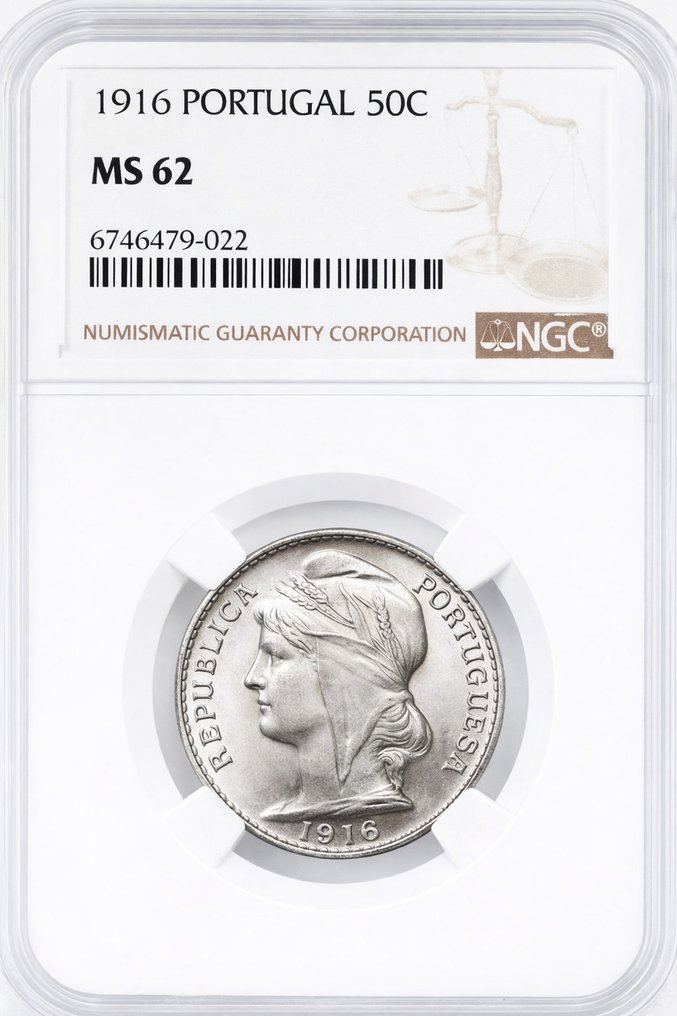 Portugal. 50 centavos 1916 - NGC MS62 #1.0