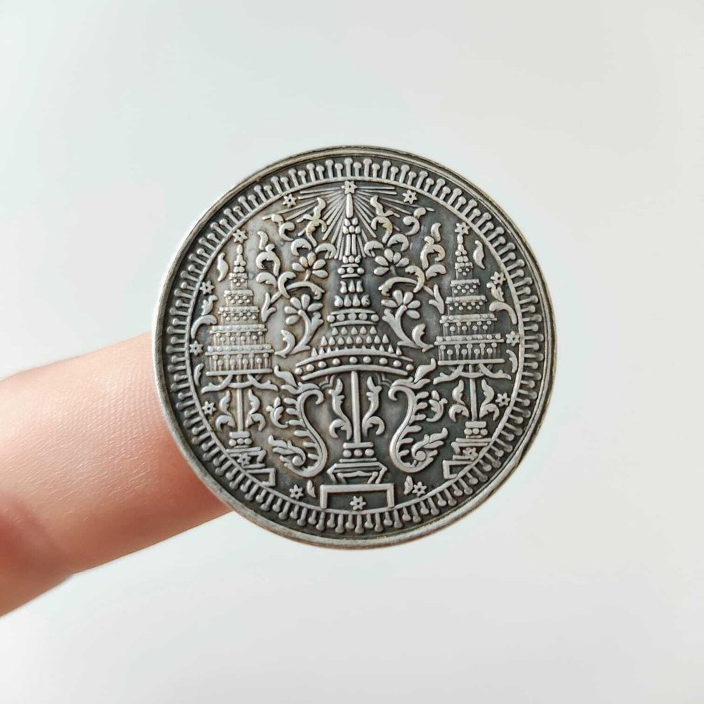 古暹罗 镀银金属 银色金属硬币 - 32 mm  (没有保留价) #2.1