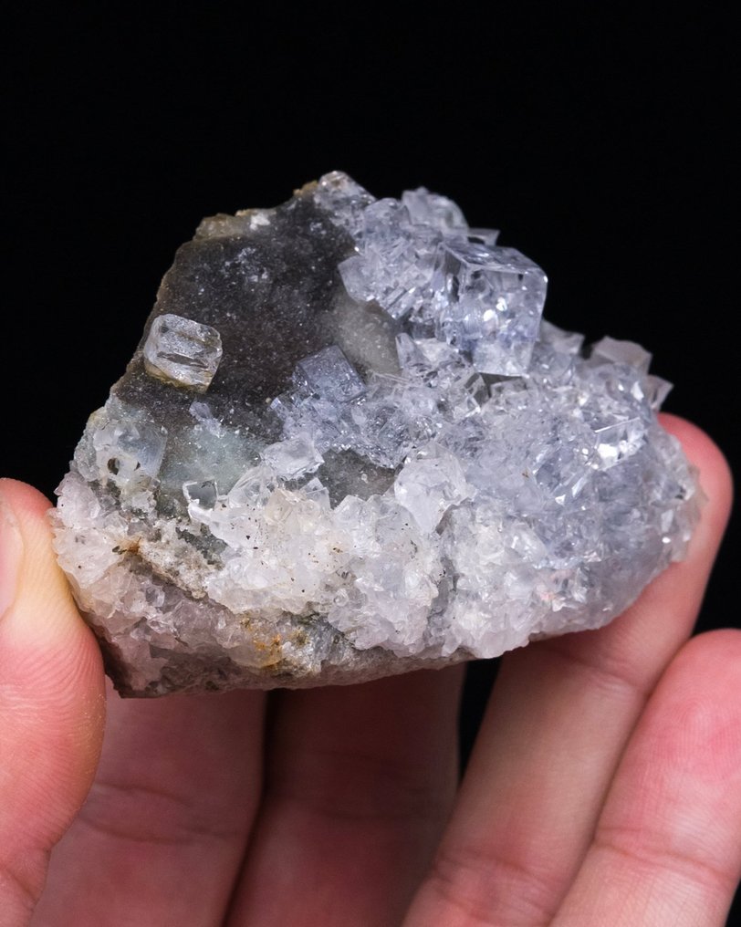 Isklar fluorite Over quartz - Höjd: 3.9 cm - Bredd: 6.4 cm- 124 g - (1) #3.2