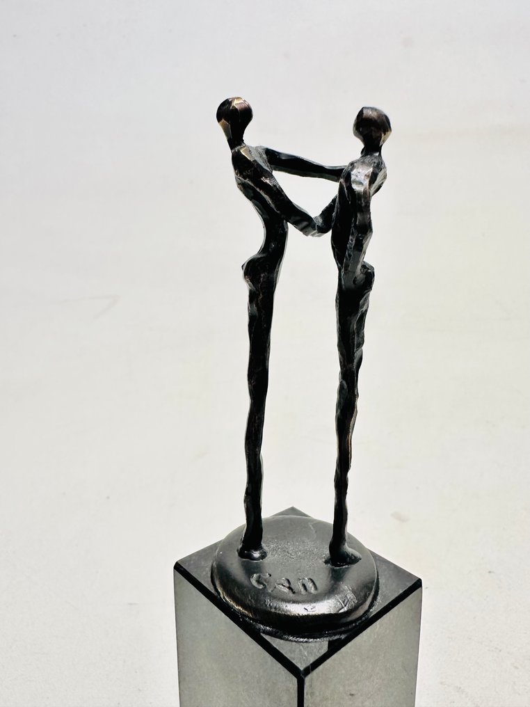 Artihove - Corry Ammerlaan - Statue, Two Abstract Standing Figures - 16 cm - Bronze, Marble, Stone #4.3