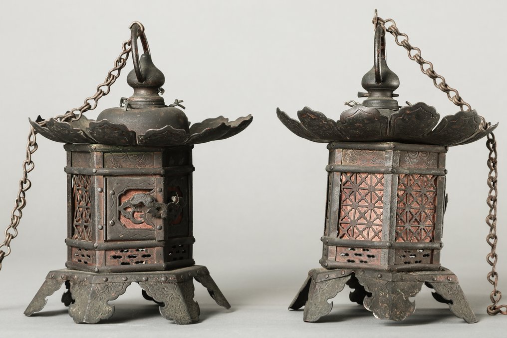 燈籠 - 古董悬挂灯（一对），六角形 #2.1