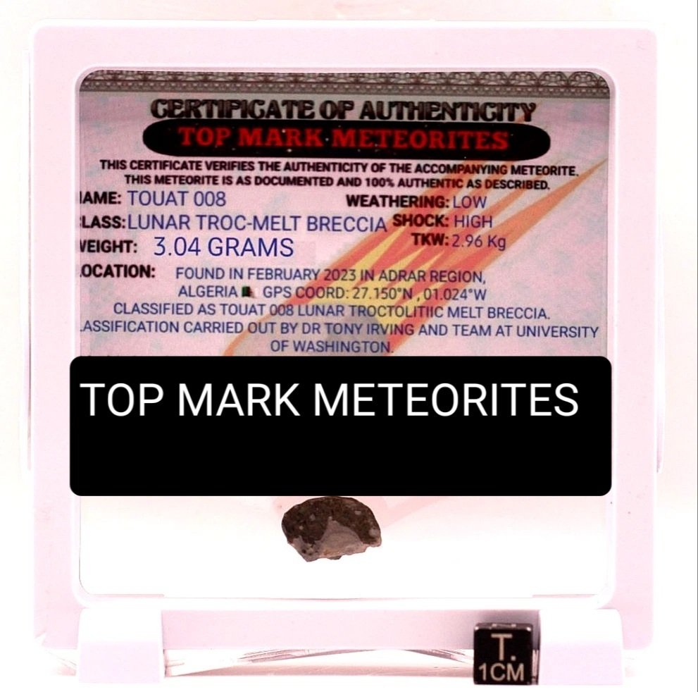 月球隕石 Touat 008 月球熔融角砾岩陨石，极为罕见的月球陨石，这只是五个月球陨石中的一个。 - 3.04 g #1.0