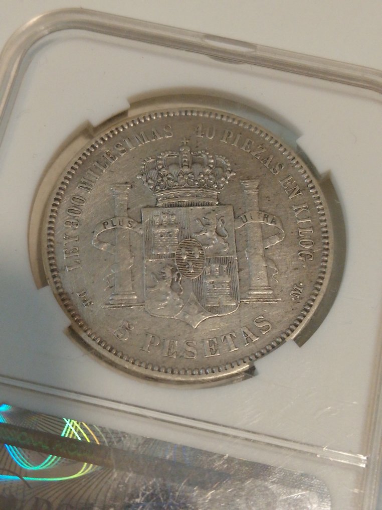 Spagna. Alfonso XII. 5 Pesetas 1876 * 76. Madrid. (Senza prezzo di riserva) #3.2