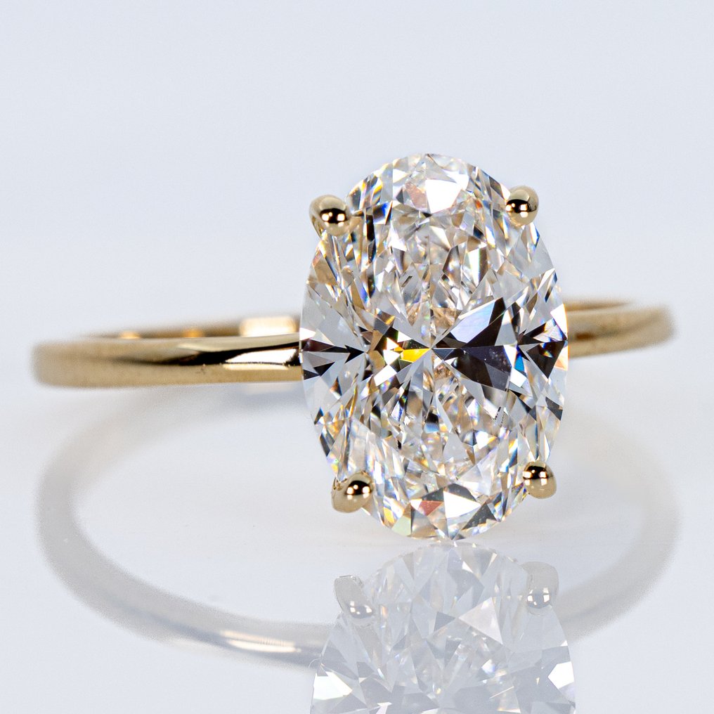 沒有保留價 - 訂婚戒指 - 14 克拉 黃金 - 3.03ct. tw. 鉆石 (實驗室培育) - E VVS2 IGI #3.2