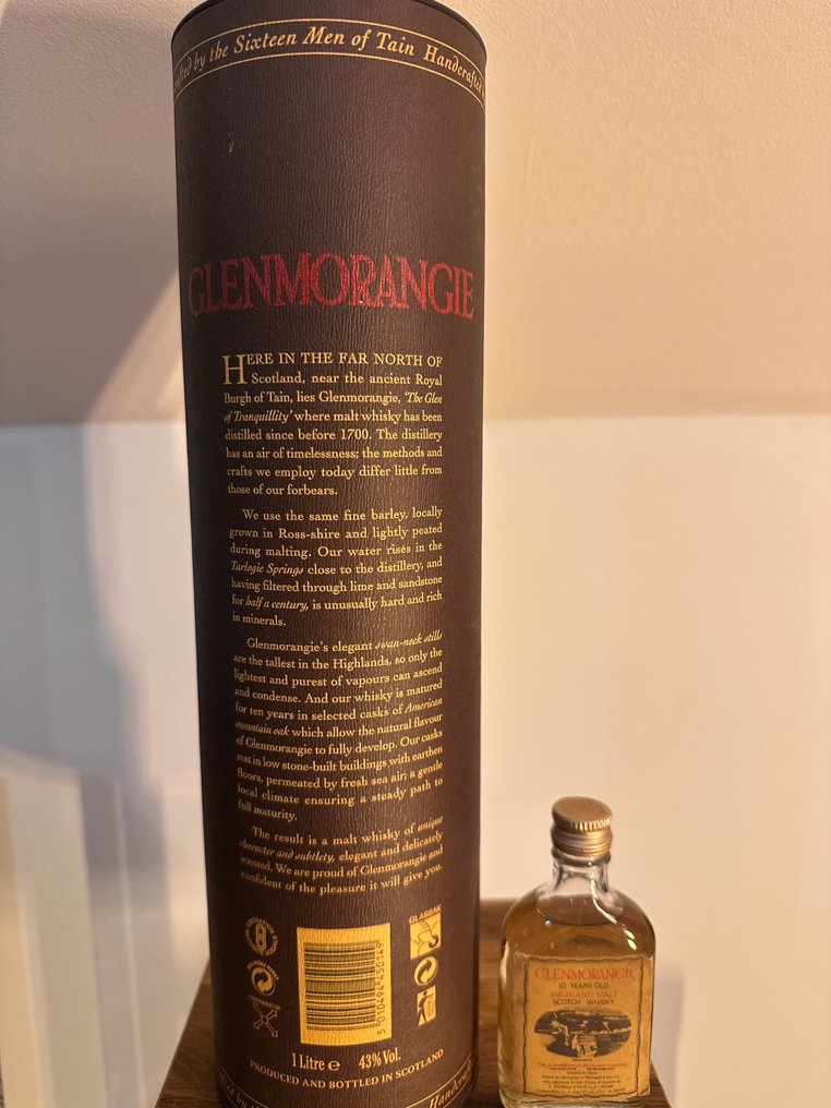 Glenmorangie 10 years old & miniature  - 1 Litre, 5 cl - 2 flaskor #3.2
