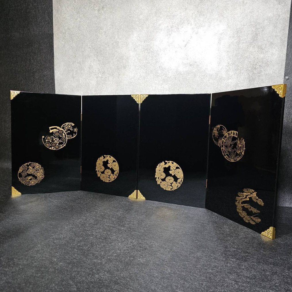 Αναδιπλούμενη οθόνη - Ξύλο, Επιχρυσωμένο ξύλο - Ιαπωνία  (χωρίς τιμή ασφαλείας) #1.0