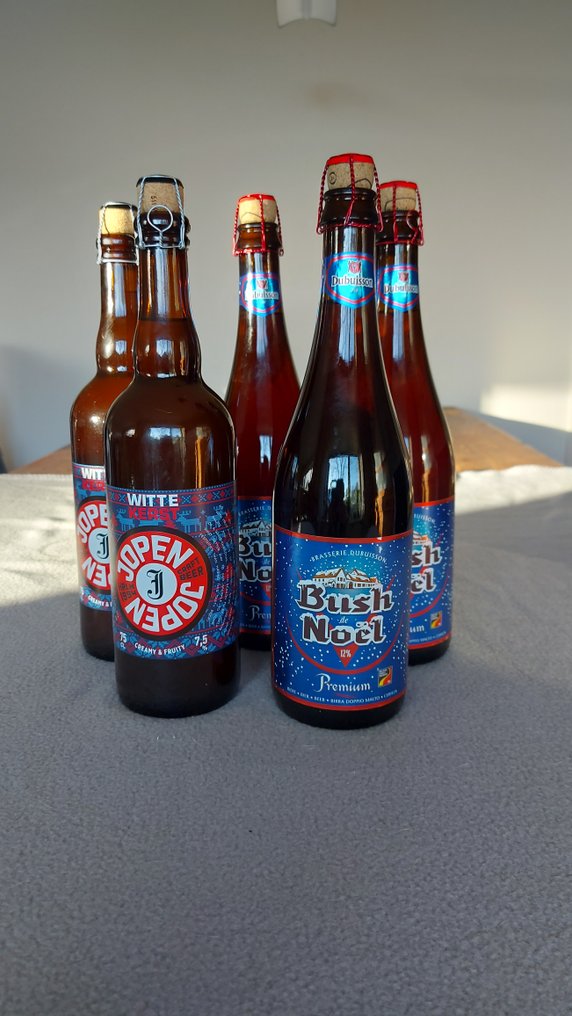 Jopen & Brasserie Dubuisson Freres - Bush de Noel & Witte Kerst - 75 cl -  5 flaskor  #1.0