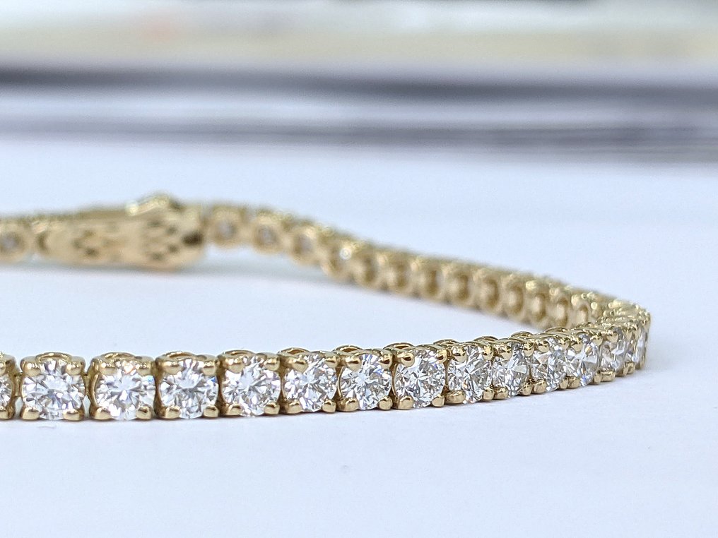 沒有保留價 - 網球手鍊 - 14 克拉 黃金 -  6.00ct. tw. 鉆石 (實驗室培育) - E-F VVS IGI 认证 #1.0