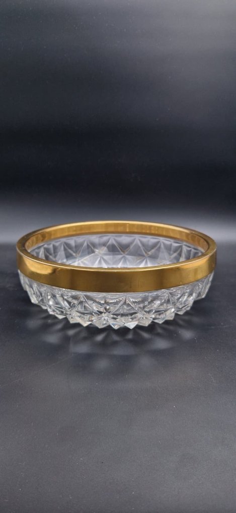 Val Saint Lambert - Bowl - Hand-cut - Crystal - With Gilt Rim #1.0