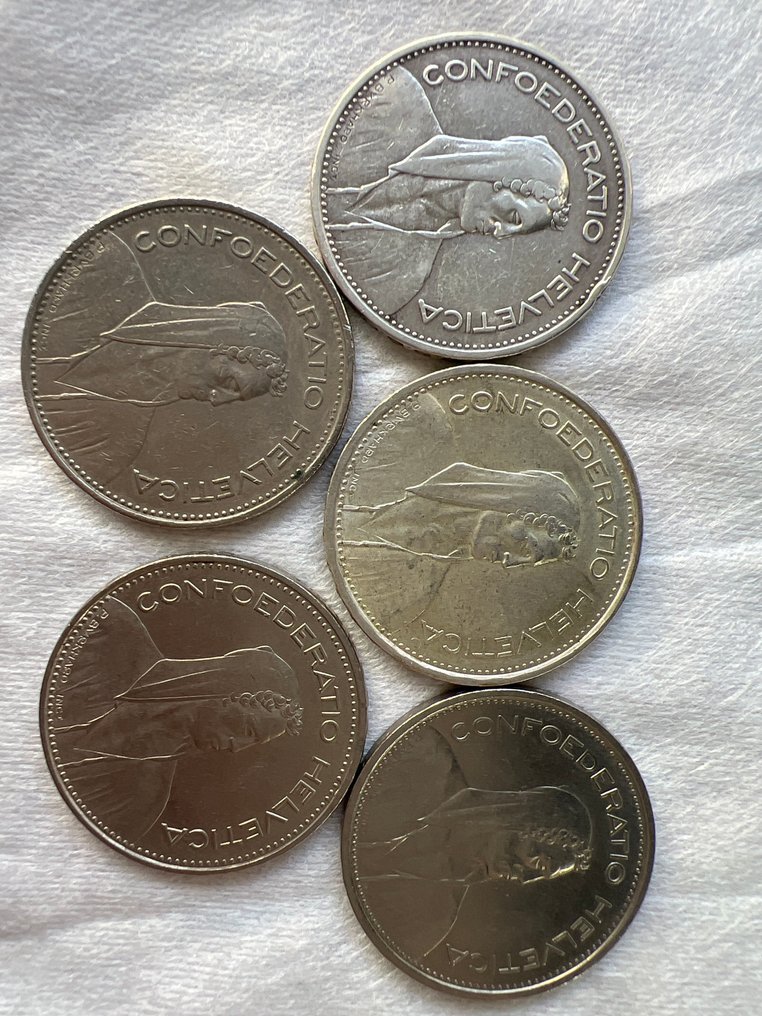 Schweiz. 5 Francs 5x 1932/1994, incl. silver  (Ohne mindestpreis) #1.0