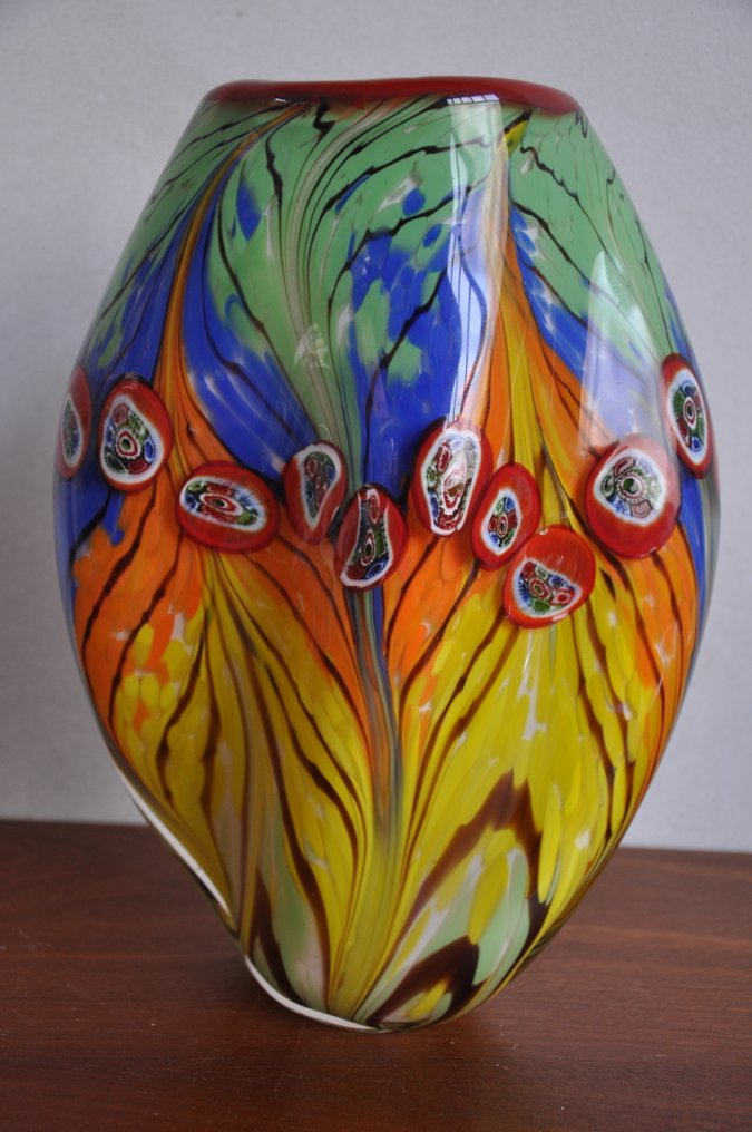 Dale Tiffany - 花瓶 -  AV15209  - 手工吹制玻璃 - 孔雀羽毛花瓶 #1.0