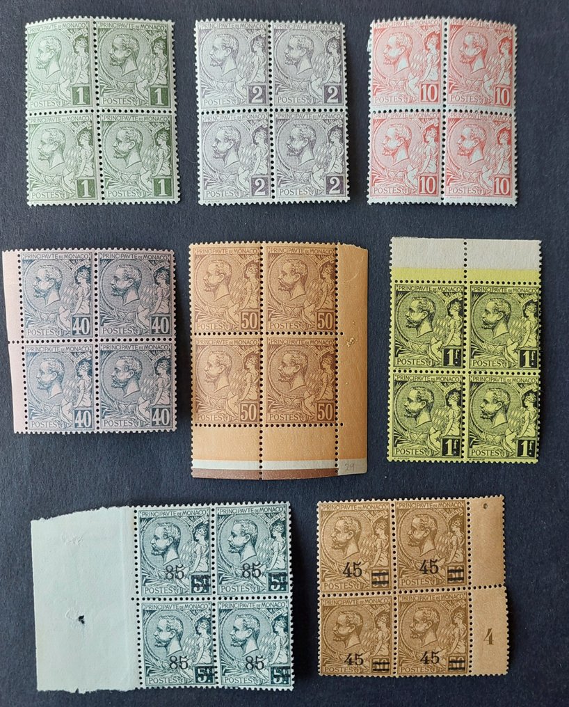 Monaco  - Prins Albert den første, sett med 8 blokker à 4. #1.0
