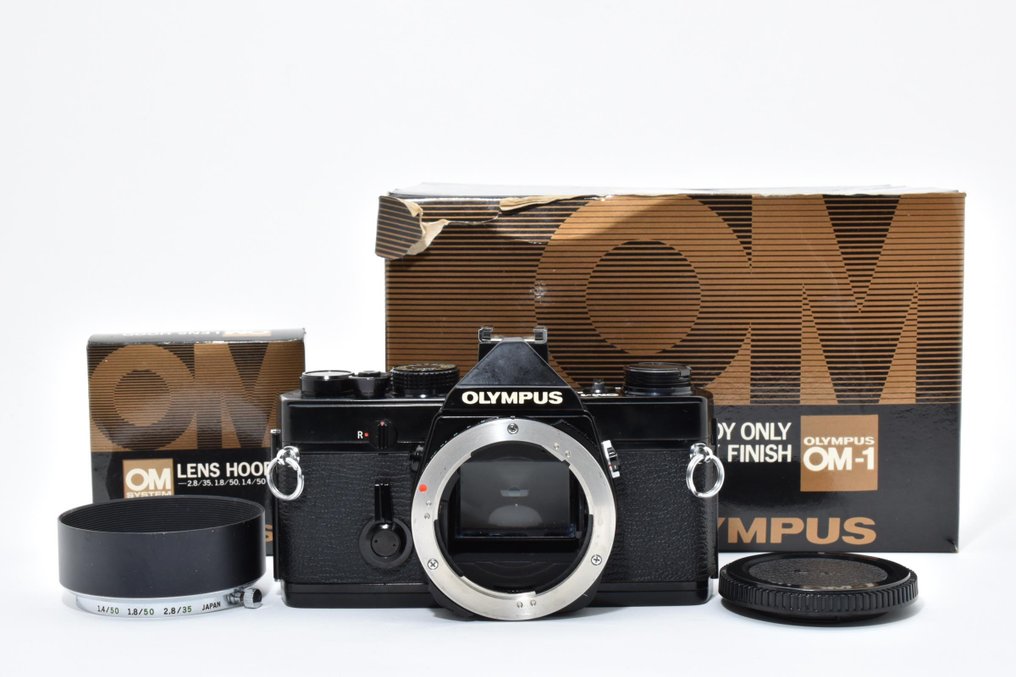 Olympus OM-1 black + hood for 35/50mm with boxes | Αντανακλαστική φωτογραφική μηχανή με μονό φακό (TLR) #1.0