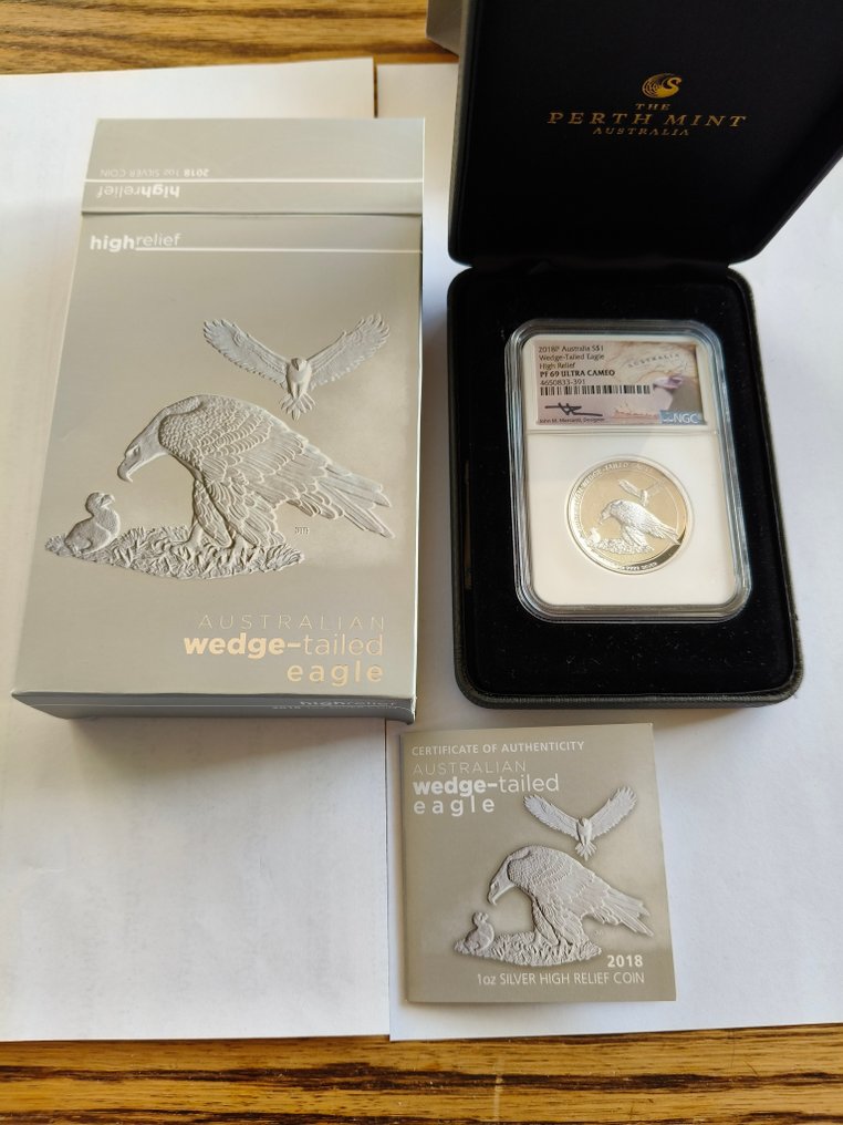 Australia. 1 Dollar 2018 High reliëf Australian wedge tailed eagle #1.0