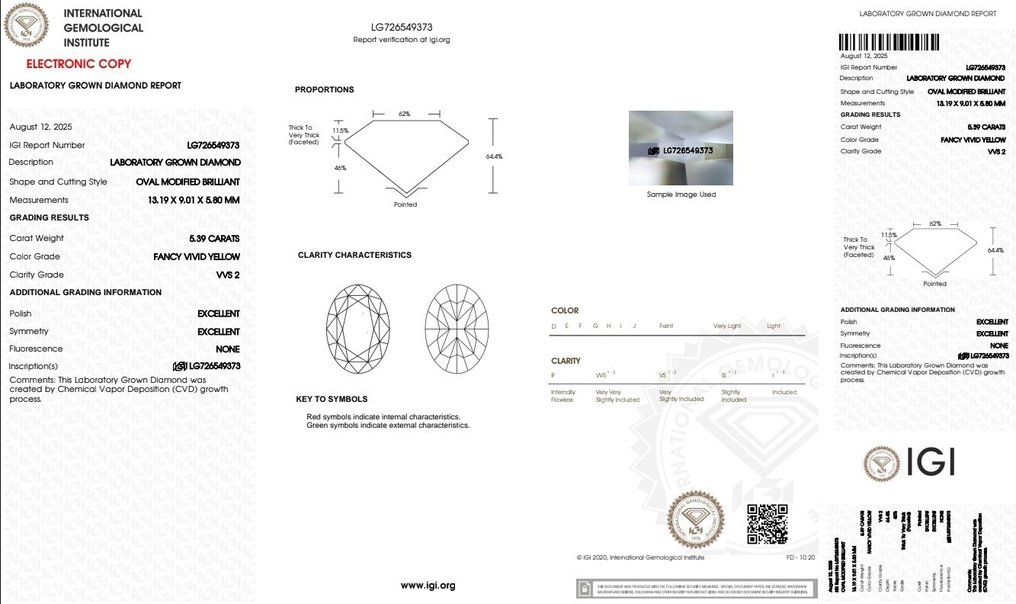 戒指 - 18 克拉 白金 -  6.38ct. tw. 黃色 鉆石 (彩色實驗室培育鑽石) - 鉆石 #3.2