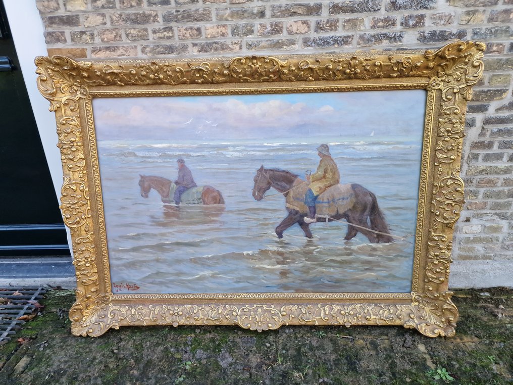 Louis Hartz (1869-1935) - Strandgezicht met vissers #1.0