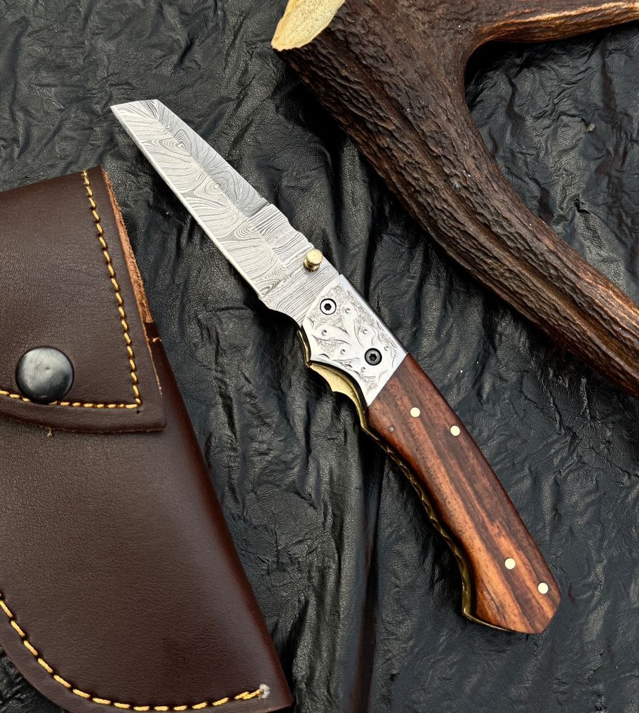 厨刀 -  厨房刀具 - 折叠刀 - 线锁 - 天然木材雕刻 - 皮革 - 亚洲 - 木头 - 亚洲 #4.3