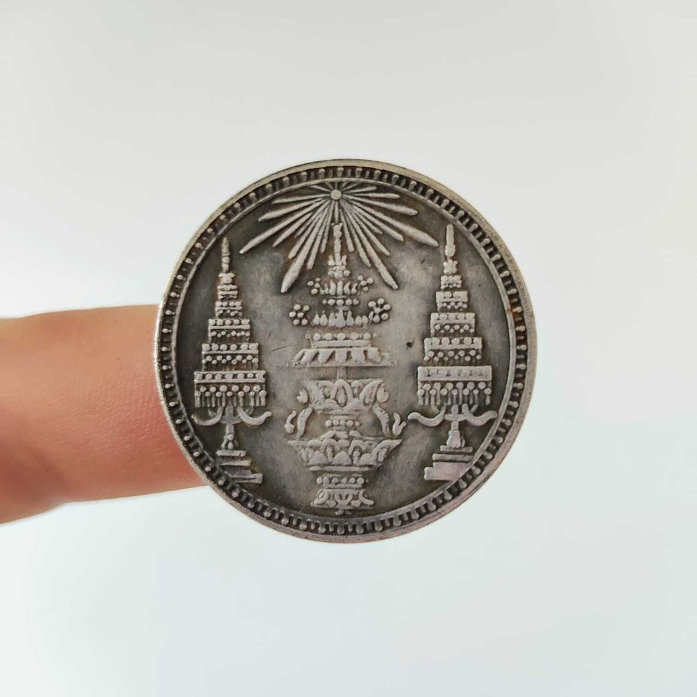 古暹罗 镀银金属 银色金属硬币 - 32 mm  (没有保留价) #1.0