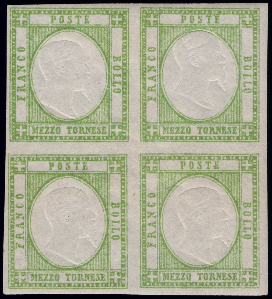 Αρχαία ιταλικά κράτη - Νάπολη 1861 - Ομάδα 8 γραμματοσήμων - Province Napoletane, 1/2 Tornesse σε διαφορετικές αποχρώσεις - Sassone 17 var #1.0
