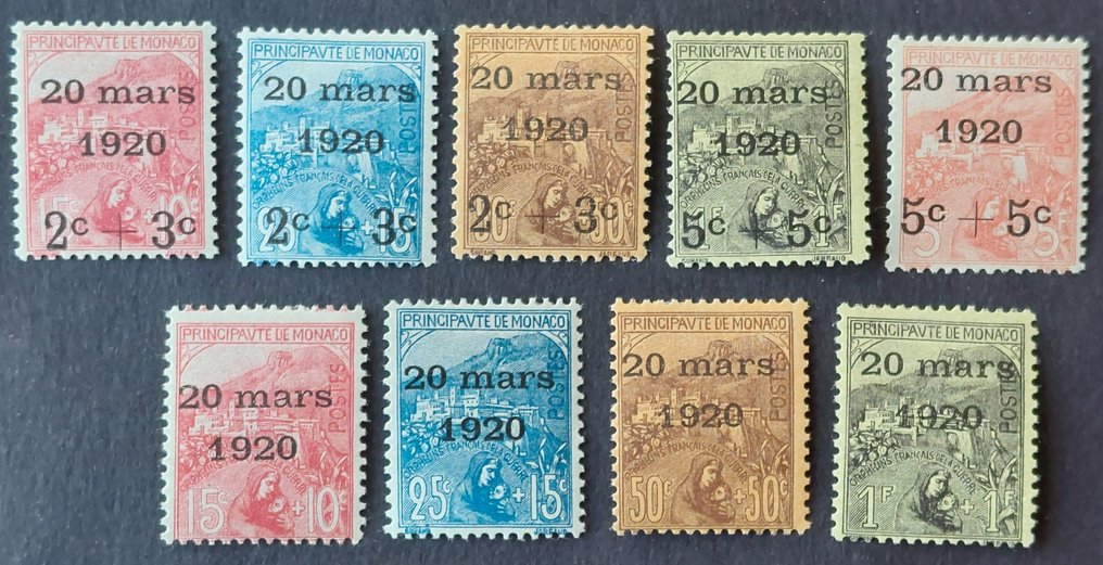 Monaco 1920 - Orphans Series with surcharge - Yvert 34-42 #1.0