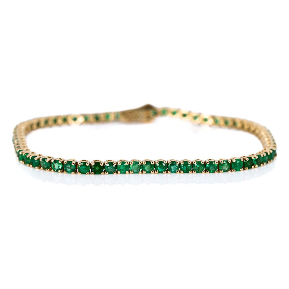 Sem preço de reserva - Bracelete - 14 K Ouro amarelo -  4.51ct. tw. Esmeralda - IGI #3.2