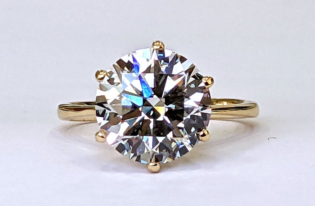 沒有保留價 - 戒指 - 14 克拉 黃金 - 6.19ct. tw. 鉆石 (實驗室培育) - E VVS2 IGI 认证 #4.3