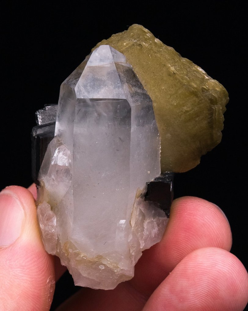 （欧洲经典）石英、菱铁矿和铁铂矿 组合样本 - 高度: 5.2 cm - 闊度: 3.8 cm- 76 g - (1) #1.0