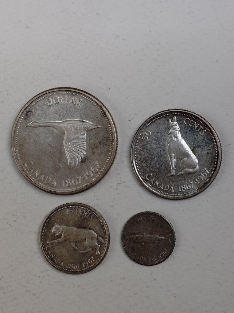 Canada. Elizabeth II. 1 Dollar 1967. Lot of 4 coins. (Senza prezzo di riserva) #1.0