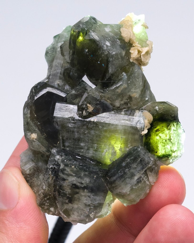 (Europäischer Klassiker) Grüner Edelstein Apatit FLOATER cluster - Höhe: 6.9 cm - Breite: 5.2 cm- 99 g - (1) #1.0