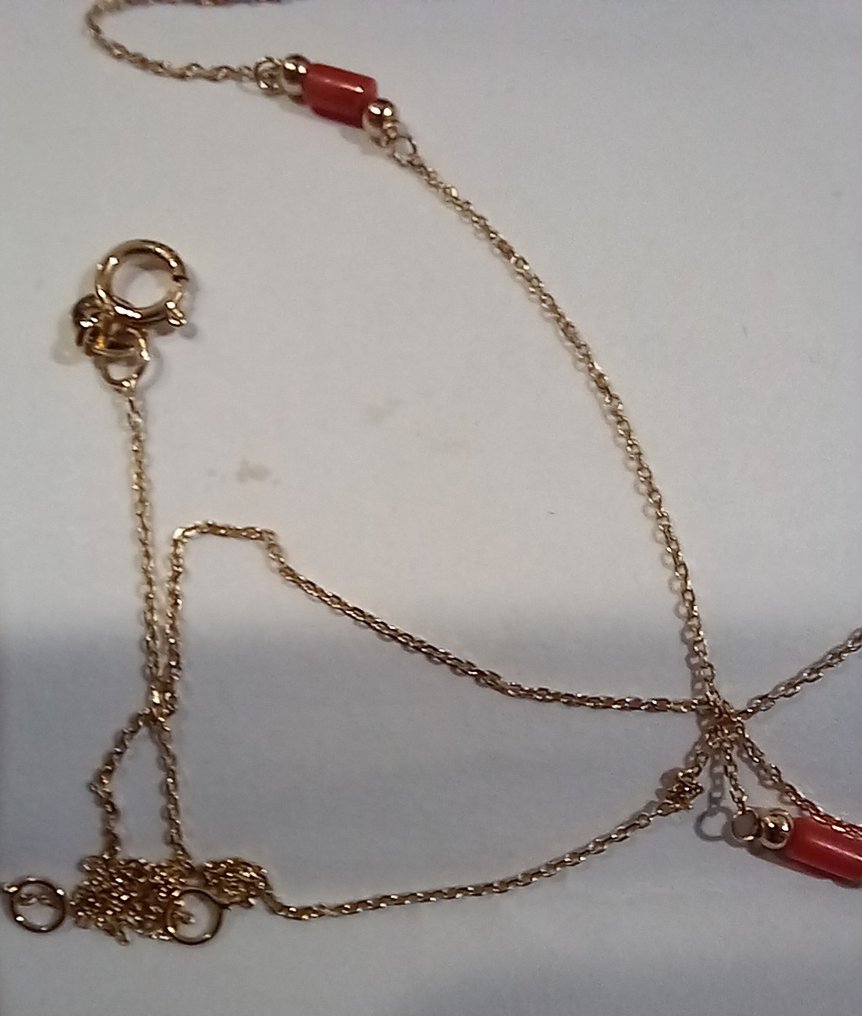 Fără preț de rezervă - Lanț - 14 ct. Aur galben Coral #2.1