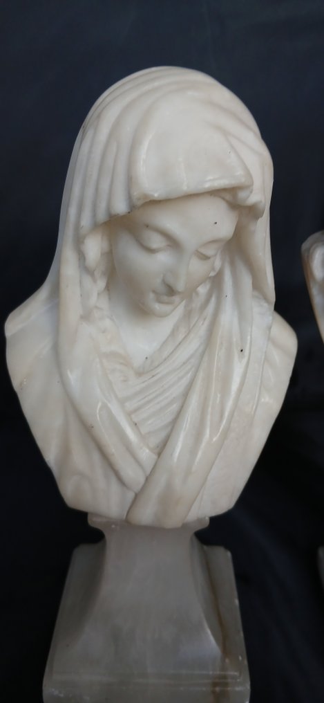 两尊胸像——耶稣与玛利亚 (2) - 雪花石膏 - 1950-1960 #3.2