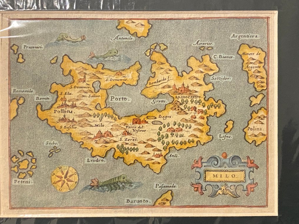 Grecia - Milos; Hand Colored engraving - Cyclades / Milos - 1620 #1.0