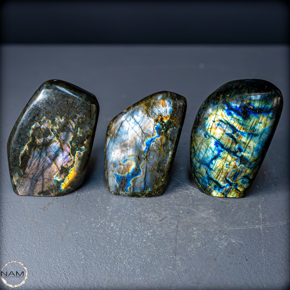 一个由独特的拉布拉多石自由形态组成的套装 魔幻色彩游戏与强大的转变- 1256.88 g - (3) #4.3