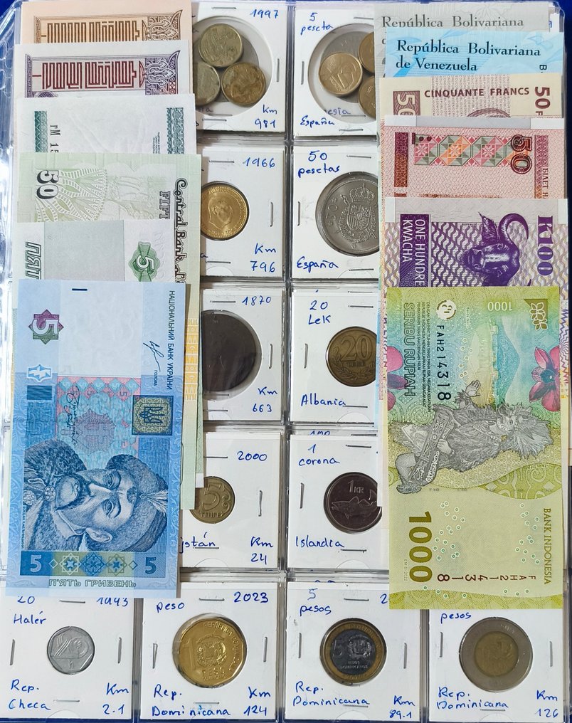 Verden. 148 monedas + 12 billetes 1870-2023 (Ingen mindstepris) #1.0