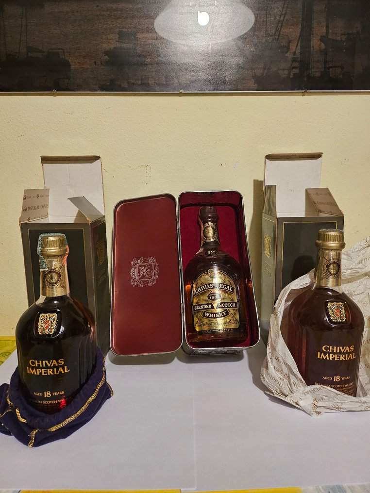 Chivas Imperial 18yo + Chivas Regal 12yo  - 70 cl, 75 cl - 3 flaskor #1.0