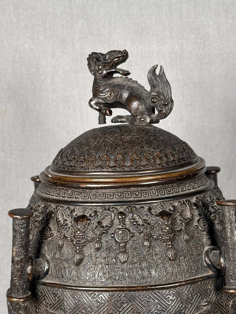 Incense burner - Patinated bronze - Bronze incense burner #1.0