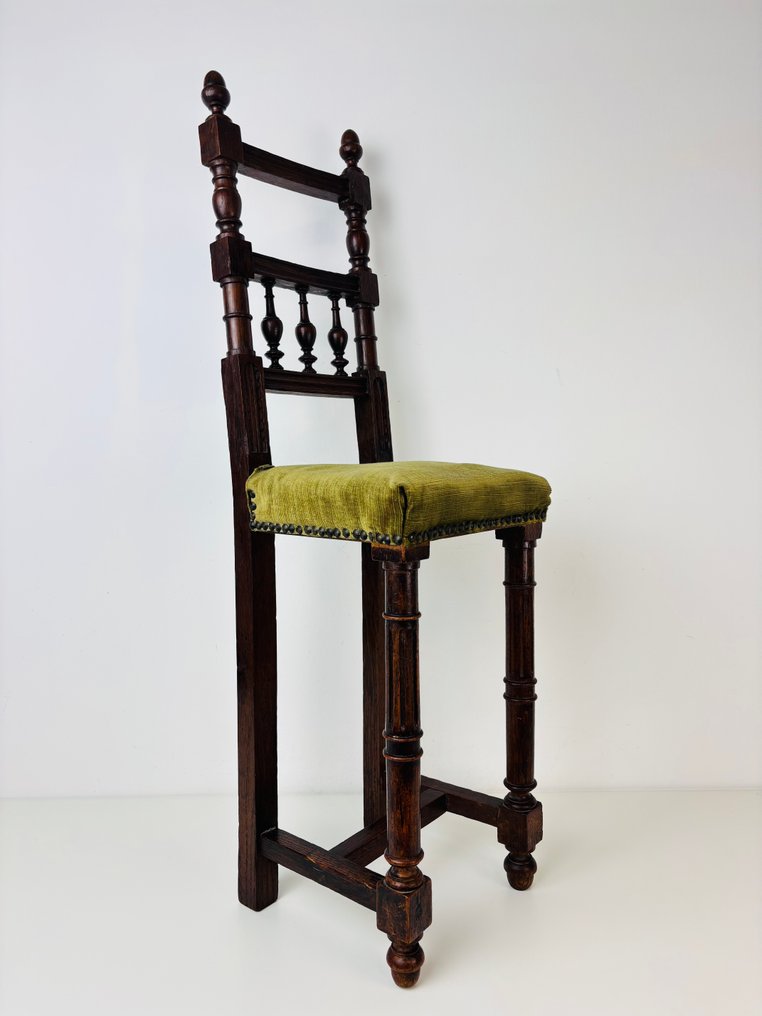 椅子 - Neo‑renaissance eiken hoge stoel / bartabouret ca. 1900 - 木 #4.3