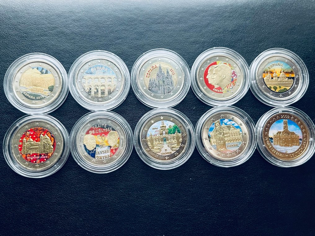 Ισπανία, Γερμανία. 2 Euro Various Years (10 colored coins)  (χωρίς τιμή ασφαλείας) #1.0