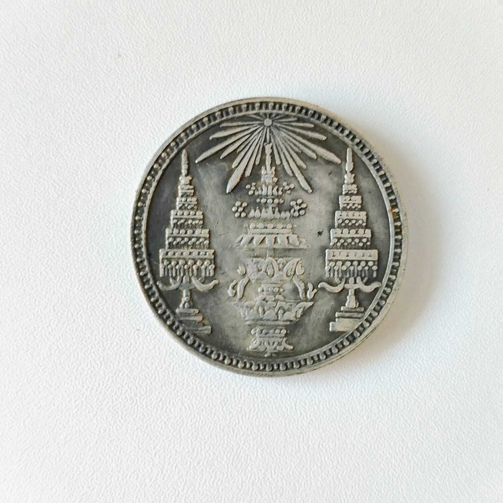 古暹罗 镀银金属 银色金属硬币 - 32 mm  (没有保留价) #1.0