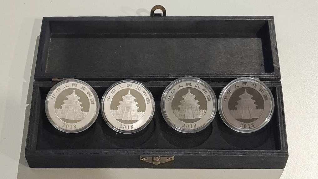 China. 10 Yuan 2018 Panda Collection, 4 x #1.0
